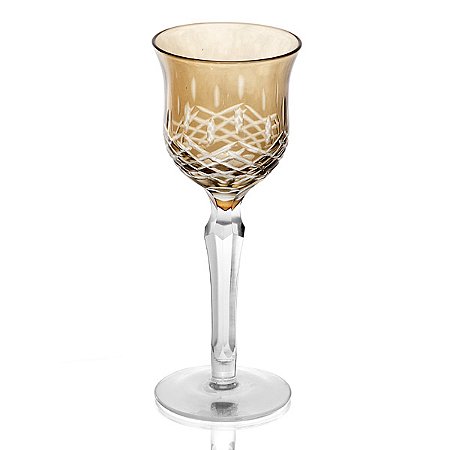 Jogo de 06 peças vinho em Cristal Lapidado âmbar