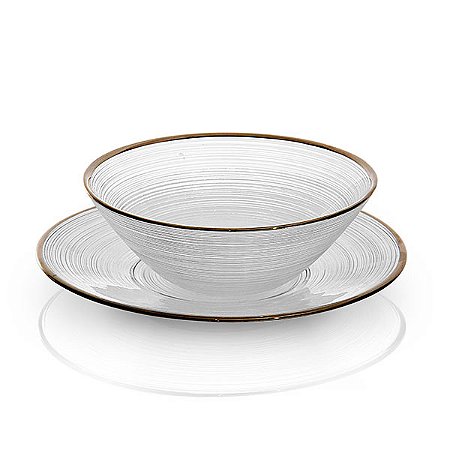 Prato sobremesa borda ouro