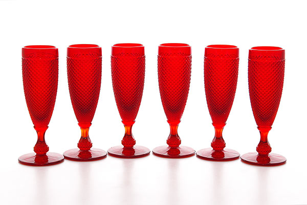 Jogo 06 taças champanhe Bico de Jaca vermelha – 120 ml