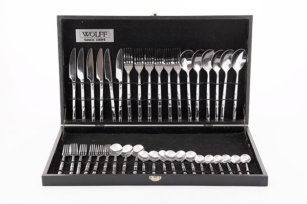 Faqueiro forjado Leeds – em caixa de madeira – 48 peças