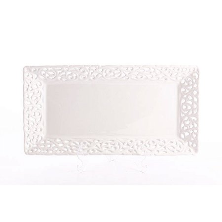 Prato retangular de porcelana