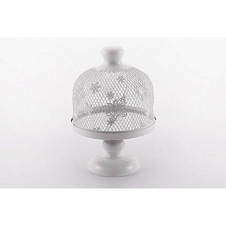 Prato de bolo espelhado e tampa provençal em metal