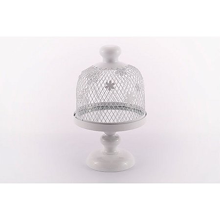 Prato de bolo espelhado e tampa provençal em metal