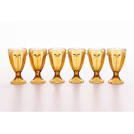 Jogo 06 taças água Borboleta ambar – 240 ml
