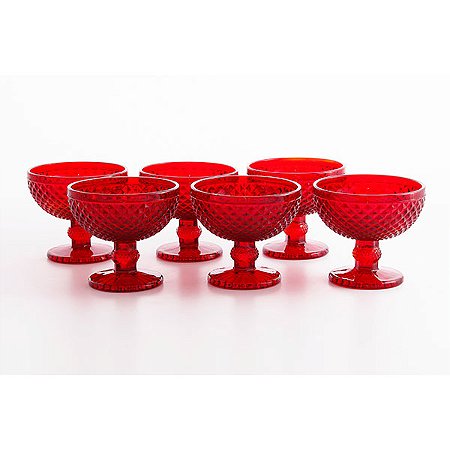 Jogo 06 taças sobr Bico de Jaca vermelha – 220 ml
