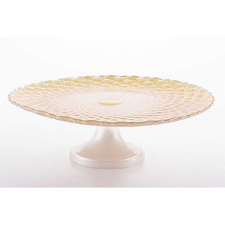 Prato de bolo com pé Arda Alliano incolor com ouro