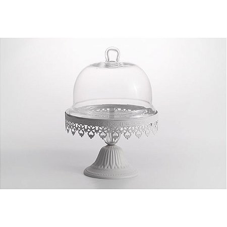 Prato para doces metal e vidro Laces Edge branco