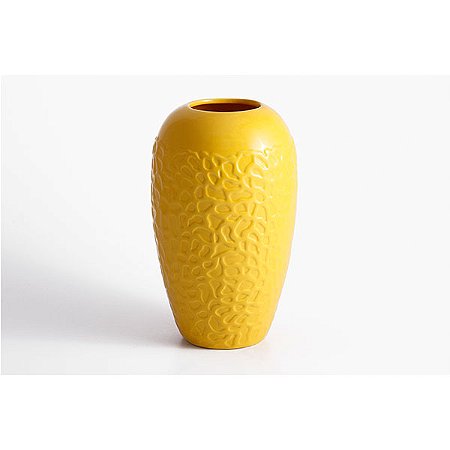Vaso de cerâmica Texture Coral Finish Chubby amarelo