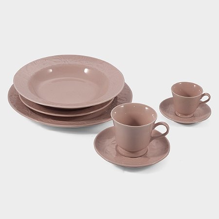 APARELHO DE JANTAR TRACTAL ROSA 42 PEÇAS