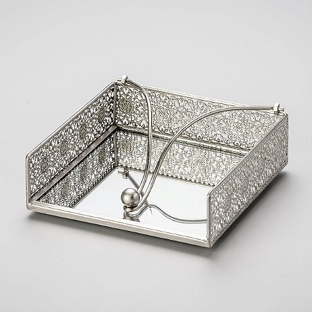 PORTA GUARDANAPO DE FERRO FUNDIDO NIQUELADO ESPELHADO