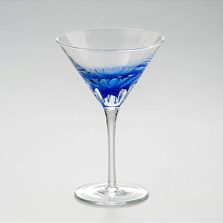 JOGO 04 TAÇAS CRAQUELADAS DE VIDRO PARA MARTINI AZUL 210ML