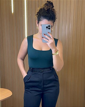 Body Decote Quadrado Verde
