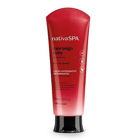 loção antioxidante hidratante morango ruby 200 ml