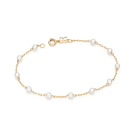 PULSEIRA BANHADA A OURO 18K COM PÉROLAS SINTÉTICAS - TAM.20 5506872026