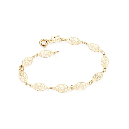 PULSEIRA BANHADA A OURO 18K INFANTIL COM FLORES - TAM.16 5512341600