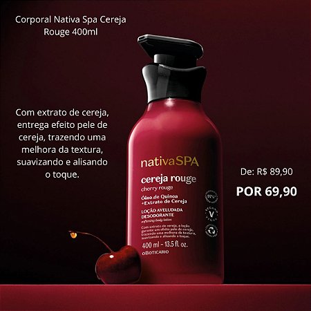 Desodorante Corporal Nativa Spa Cereja Rouge 400ml