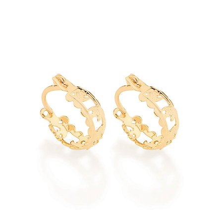 Brinco argola com luas e estrelas banhado a ouro 18k - tam.único 5233500000