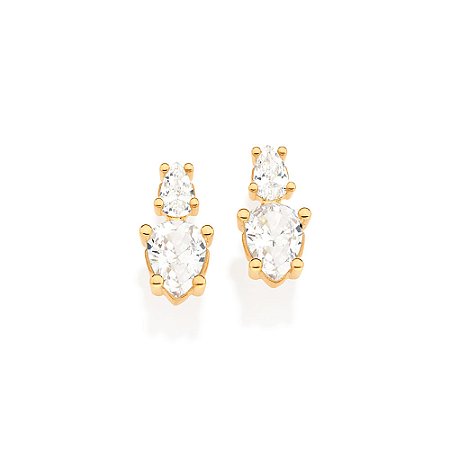Brinco banhado a ouro 18k com zircônias gotas - tam.único 5270800006
