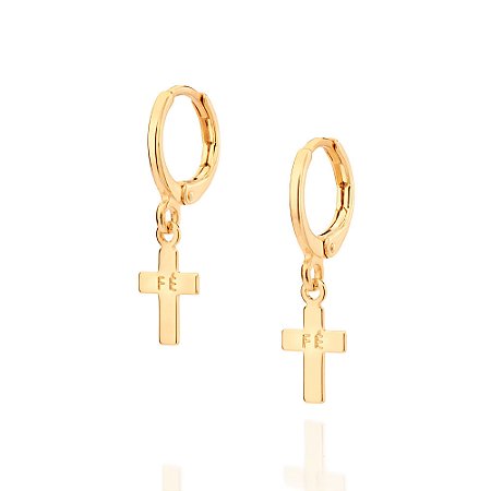 Brinco argola cruz banhado a ouro 18k - tam.único 5270440000