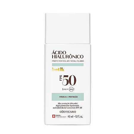 Protetor Solar Facial Fluido FPS 50 Botik Ácido Hialurônico 40ml