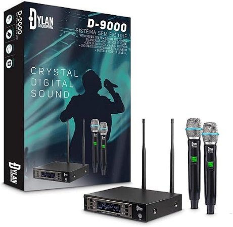 MICROFONE DUPLO DYLAN S/FIO UHF D-9000
