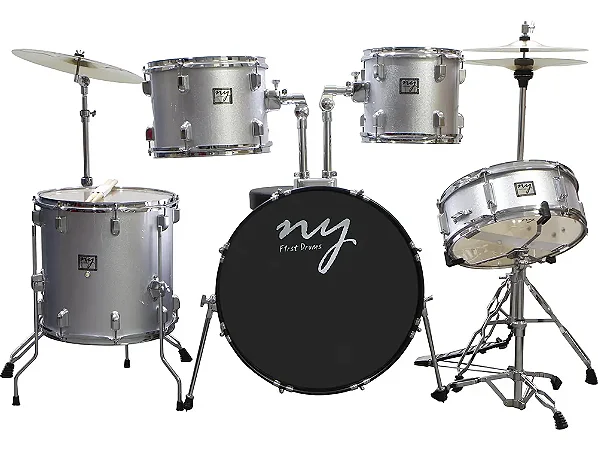 BATERIA ACUSTICA NY FIRST DRUMS BUMBO 20" PRATA