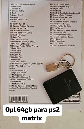 OPL 64 Gb Para PS2 Matrix  - Com 60 Jogos