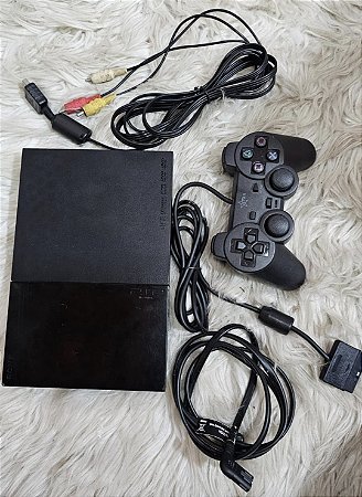 Ps2 com leitor 1 controle, cabos e caixa paralelos