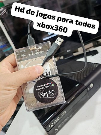 HD 500gb de xbox360 com aurora 100 jogos compatível com todos XBOX360