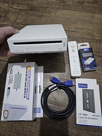 Nintendo wii 1 controle hd com jogos e cabos