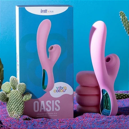 Oasis Vibrador Clitoriano E Vaginal, Recarregável Rosa Com Azul Metálico