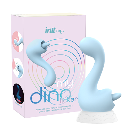 My Dino Licker Vibrador 2 Em 1 Com Língua Estimuladora E Parte Penetrável Azul