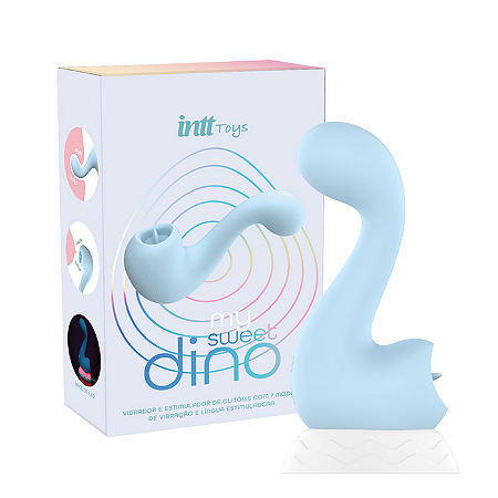 My Sweet Dino Vibrador Com Língua Estimuladora,Recarregável Com Base Iluminada Azul
