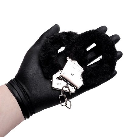 Algema de Metal com Pelúcia - PRETA