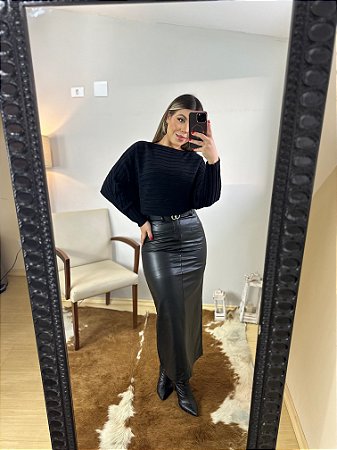 Saia em couro midi Veronica