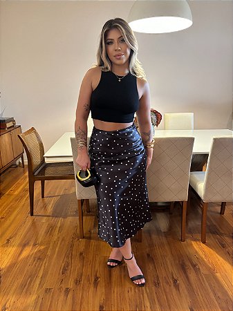 Saia Leona estampa de poá