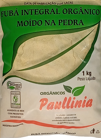 Fubá de Milho Amarelo Orgânico Não Transgênico Moído na Pedra Paullinia 1kg