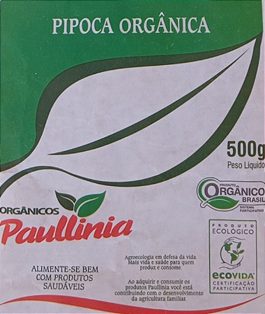 Pipoca Milho Amarelo Orgânico Paullinia 500g
