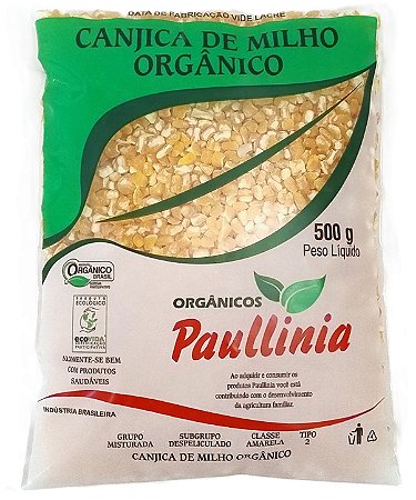 Canjica de Milho Amarelo Orgânico Paullinia 500g kit com 10 un (5kg)