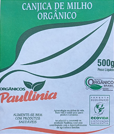 Canjica de Milho Amarelo Orgânico Paullinia 500g kit com 10 un (5kg)