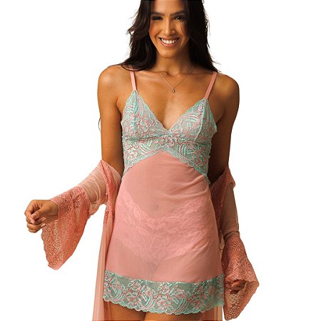 Camisola de Tule e Renda Vivíssima Romance