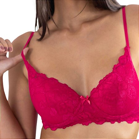 Sutiã Vivíssima Duda com Bojo e Renda Magenta