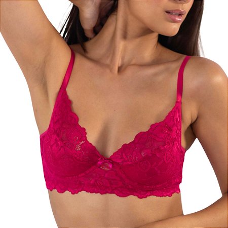 Sutiã Vivíssima Lia sem Bojo com Renda Magenta