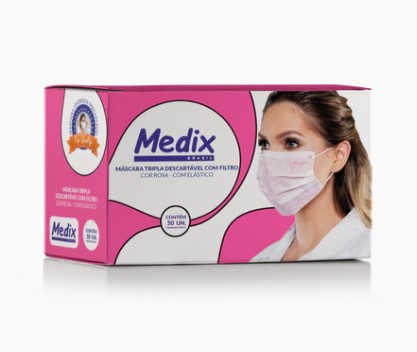 MASCARA TRIPLA C/ELAST ROSA 50UN MEDIX