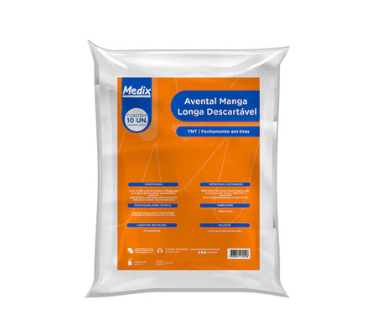 AVENTAL MANGA LONGA 40GR 10 UNID MEDIX