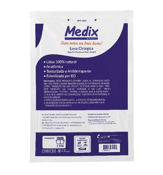 LUVA CIRURGICA LATEX C/PO TAM 7.5 MEDIX