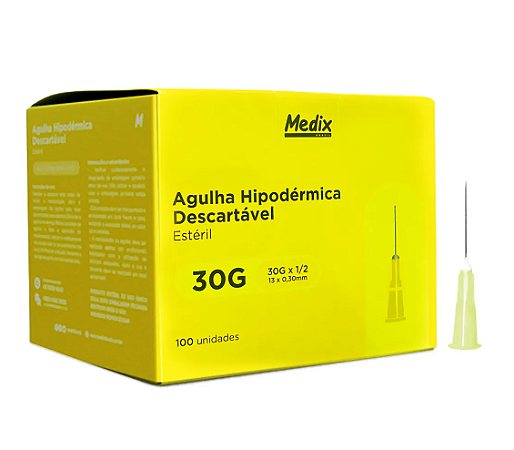 AGULHA 13x0,30MM 100UN MEDIX