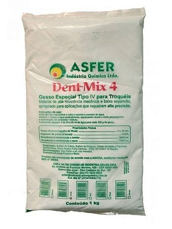 GESSO PEDRA ESPECIAL DENTMIX TIPO IV ASFER