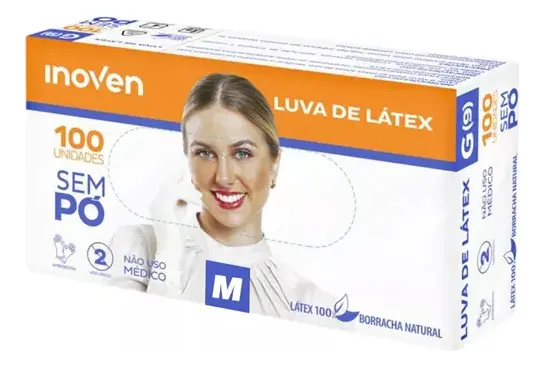 LUVA PROCED LATEX SEM PO TAM M INOVEN