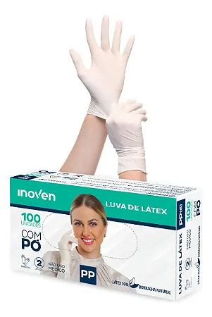 LUVA PROCED LATEX C/ PO TAM PP INOVEN
